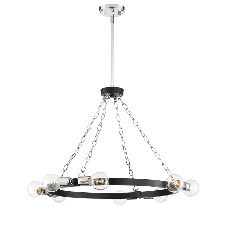 Huxton Eight Light Chandelier in Black