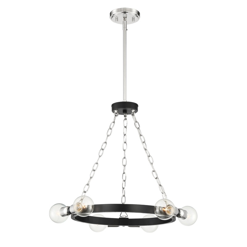 Huxton Six Light Chandelier in Black