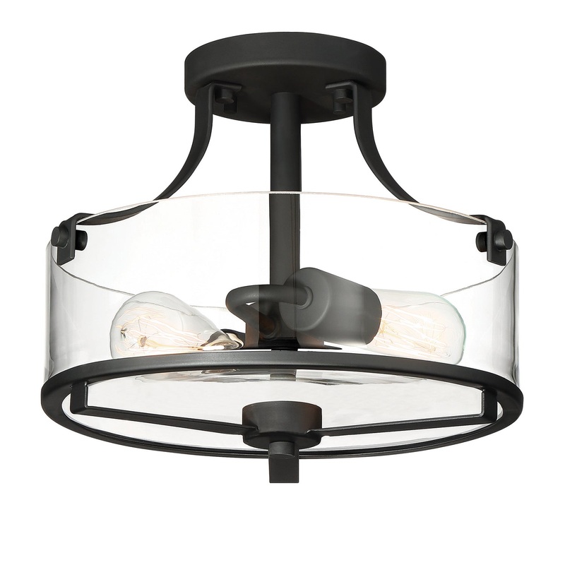 Jedrek Two Light Semi-Flush Mount in Black
