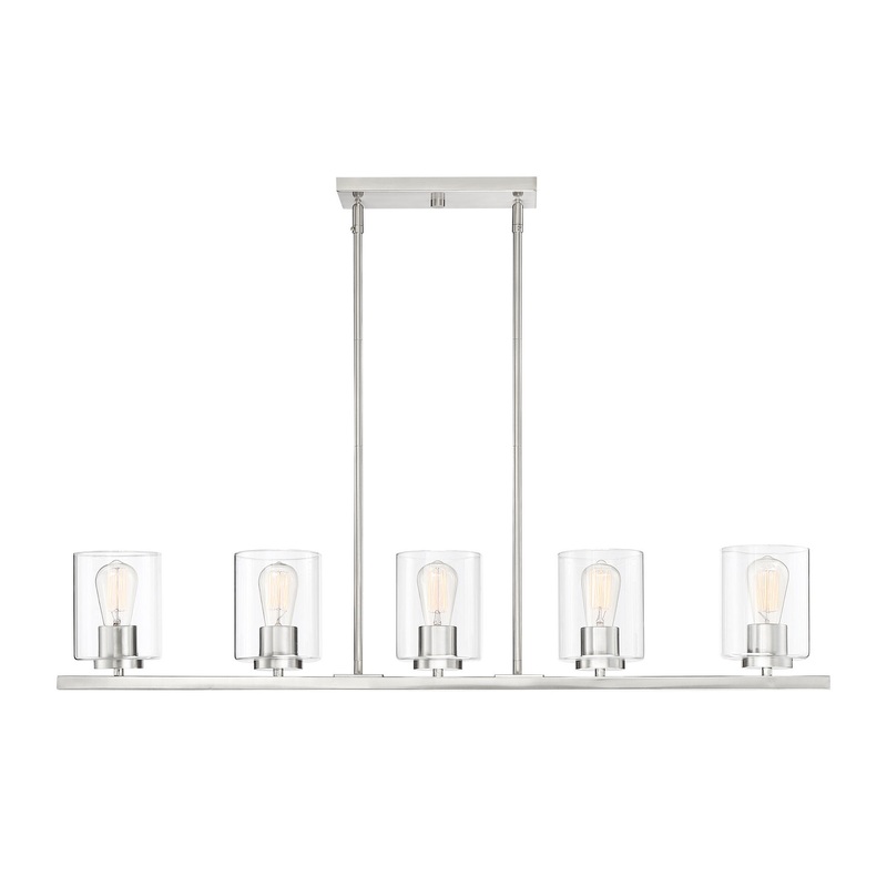 Liam Five Light Island Pendant in Platinum (Satin)