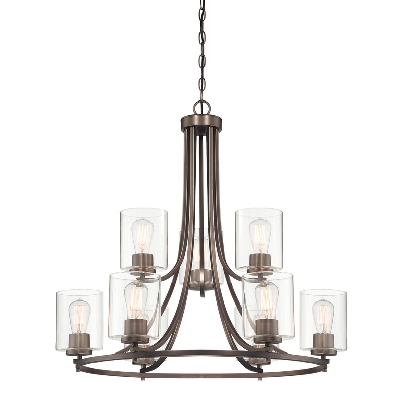 Liam Nine Light Chandelier in Bronze (Satin Copper)