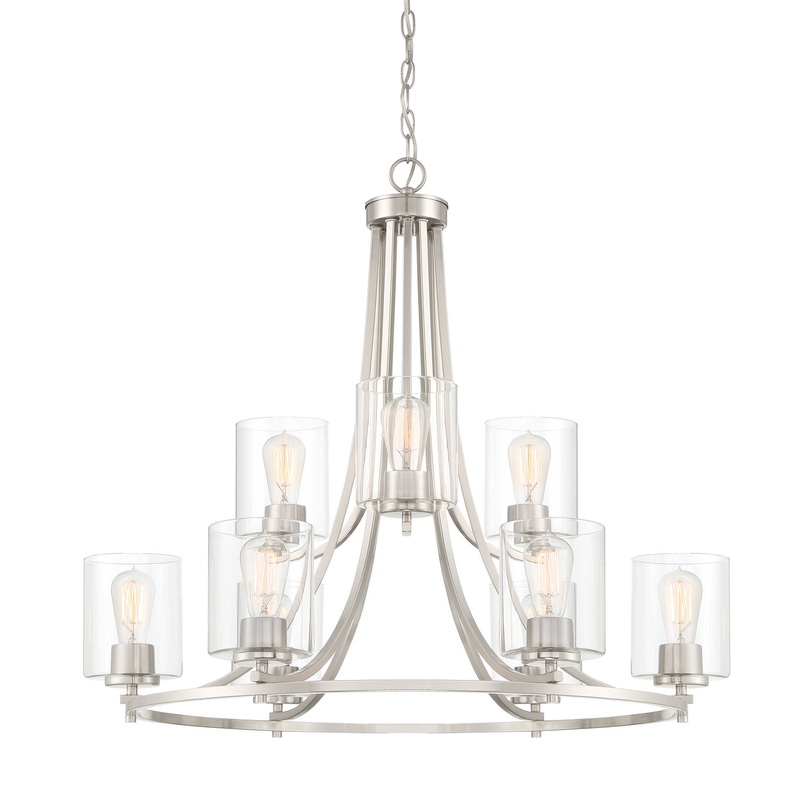 Liam Nine Light Chandelier in Platinum (Satin)