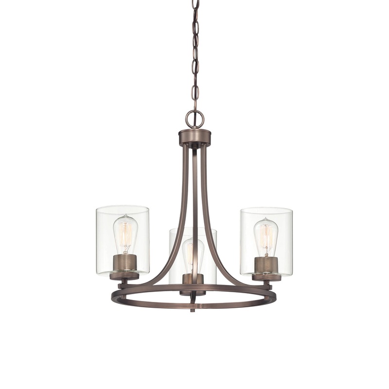 Liam Three Light Chandelier in Bronze (Satin Copper)