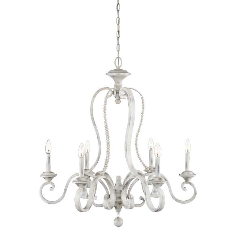 Newport Six Light Chandelier in Coastal Weathered White