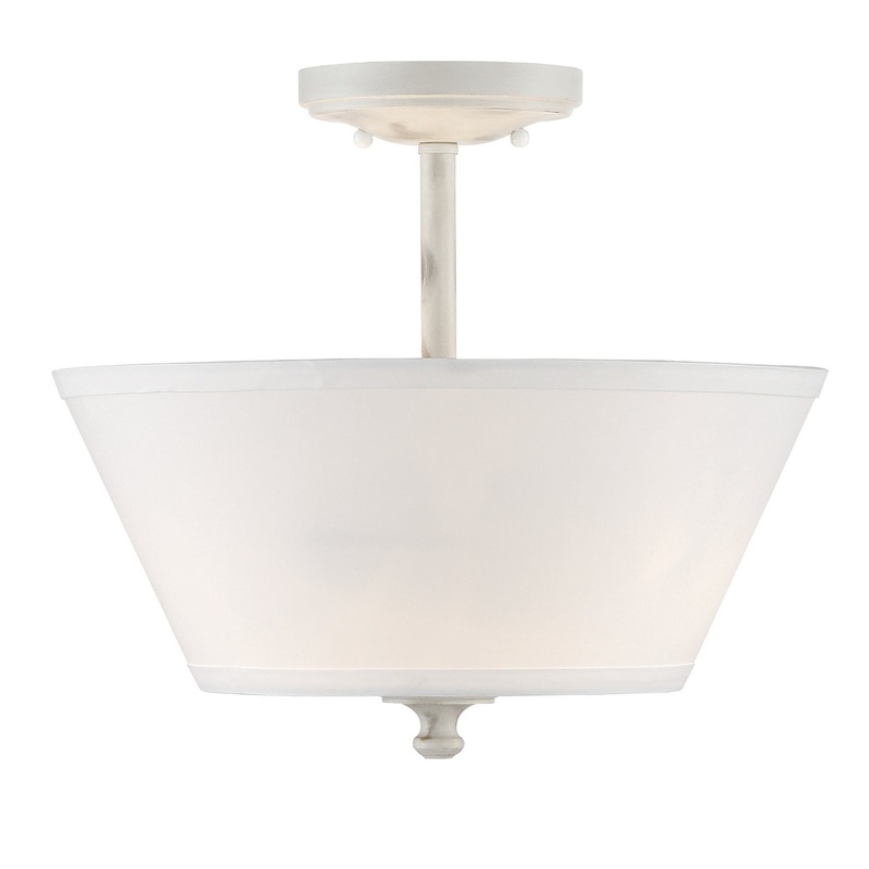Newport Two Light Semi-Flush Mount in Coastal Weathered White