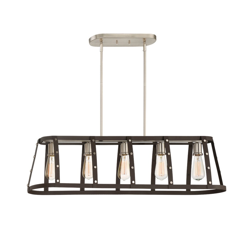 Presidio Five Light Linear Chandelier in Rustique
