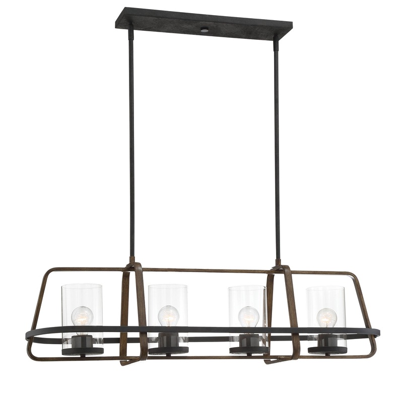 Ryder Four Light Island Chandelier in Forged Black