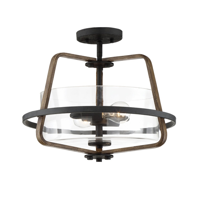 Ryder Two Light Semi-Flush Mount in Forged Black