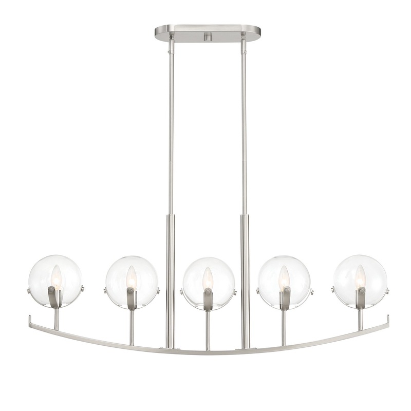 Spyglass Five Light Island Chandelier in Satin Platinum