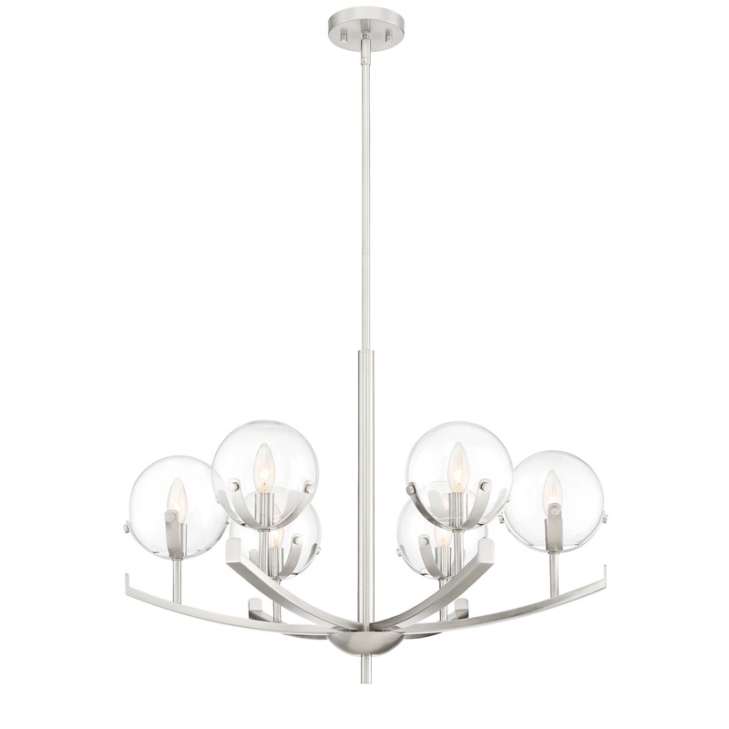 Spyglass Six Light Chandelier in Satin Platinum