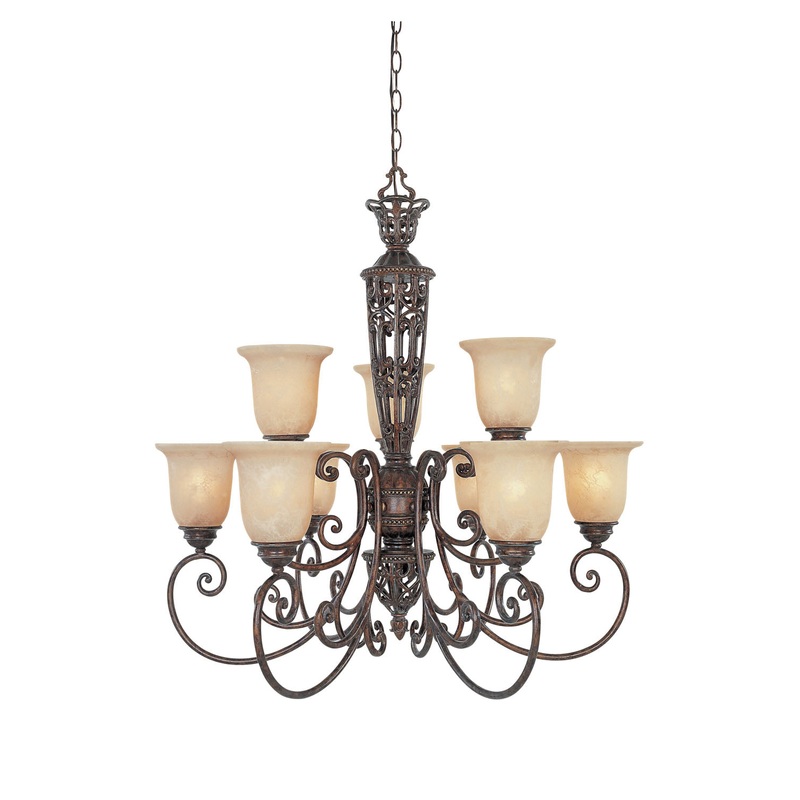 Amherst Nine Light Chandelier in Burnt Umber