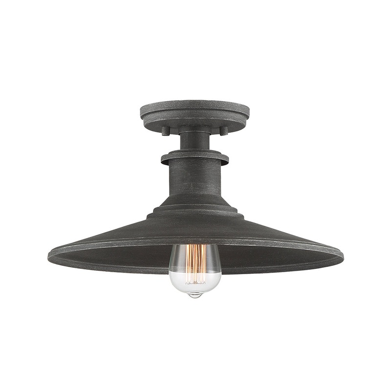 Aurora One Light Semi-Flushmount in Weathered Pewter