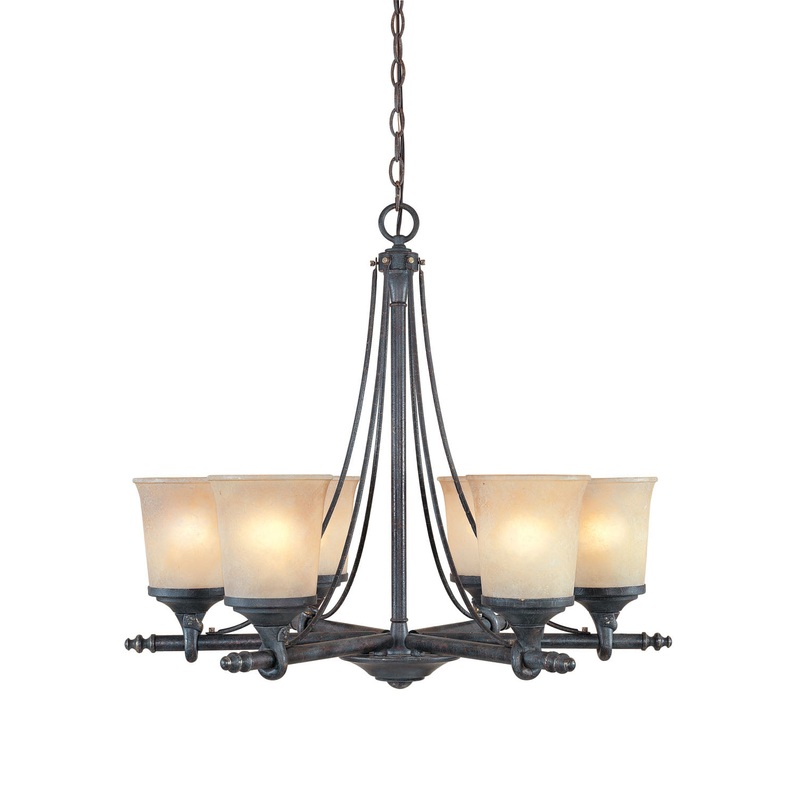 Austin Six Light Chandelier in Weathered Saddle