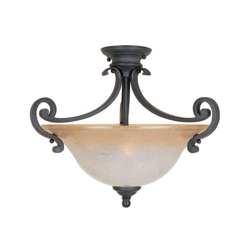 Barcelona Two Light Semi-Flush Mount in Natural Iron