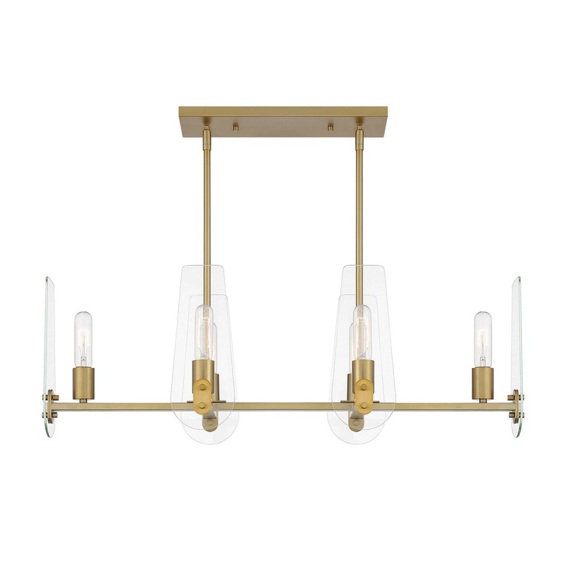 Bergen Beach Six Light Island Pendant in Brushed Gold
