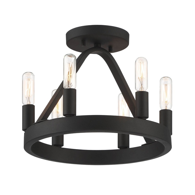 Carousel Six Light Semi Flush Mount in Black