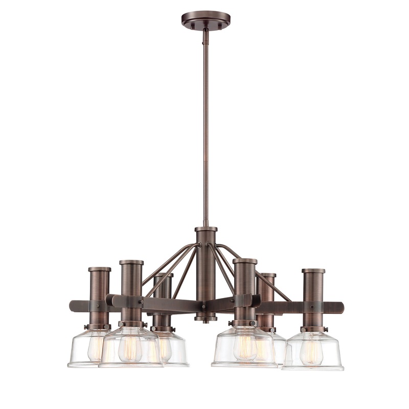 Carson Six Light Chandelier in Satin Copper Bronze