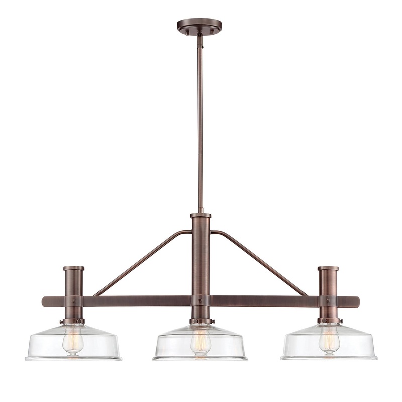 Carson Three Light Island Pendant in Satin Copper Bronze