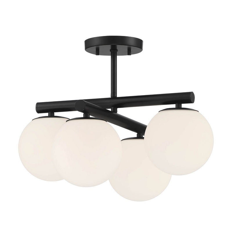 Crown Heights Four Light Semi Flush Mount in Matte Black