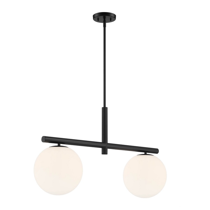 Crown Heights Two Light Island Pendant in Matte Black
