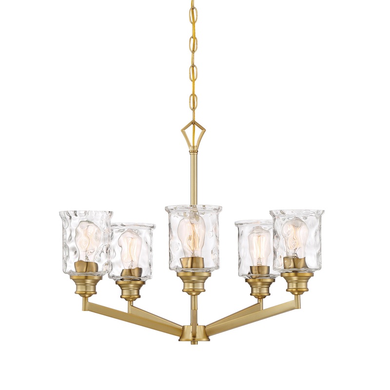 Drake Five Light Chandelier in Brushed Gold