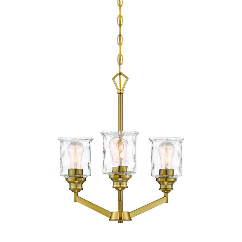Drake Three Light Chandelier in Brushed Gold