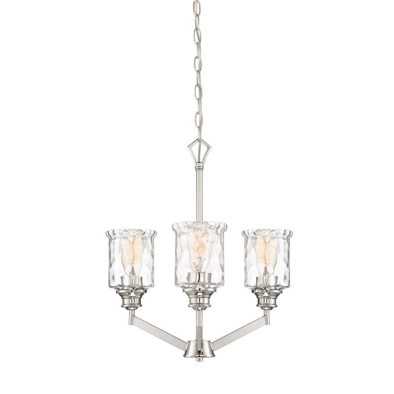 Drake Three Light Chandelier in Polished Nickel