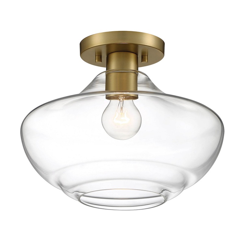 Emma One Light Semi Flush Mount in Brushed Gold