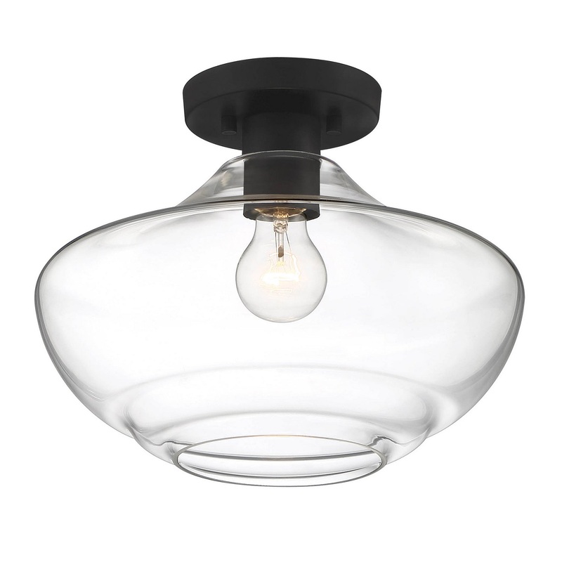 Emma One Light Semi Flush Mount in Matte Black