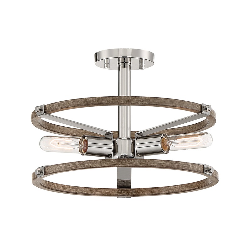 Hanston Three Light Semi-Flush Mount in Polished Nickel