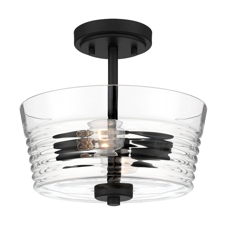Ingo Two Light Semi-Flush Mount in Matte Black