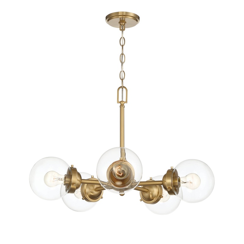 Knoll Five Light Chandelier in Brushed Gold