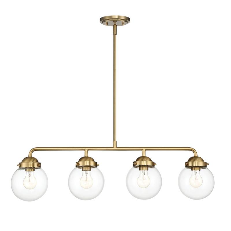 Knoll Four Light Island Pendant in Brushed Gold
