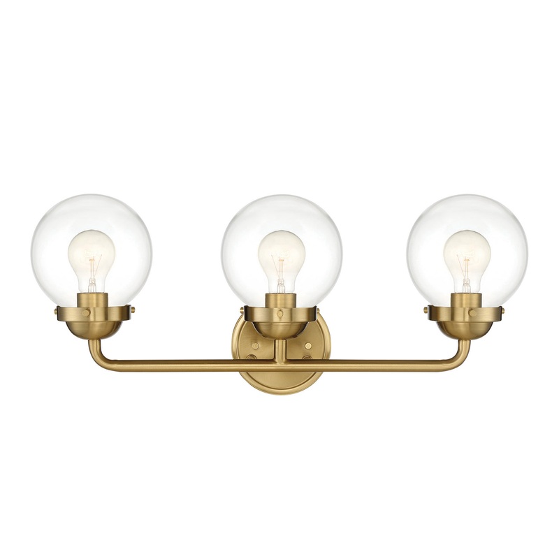 Knoll Three Light Bath Bar in Brushed Gold