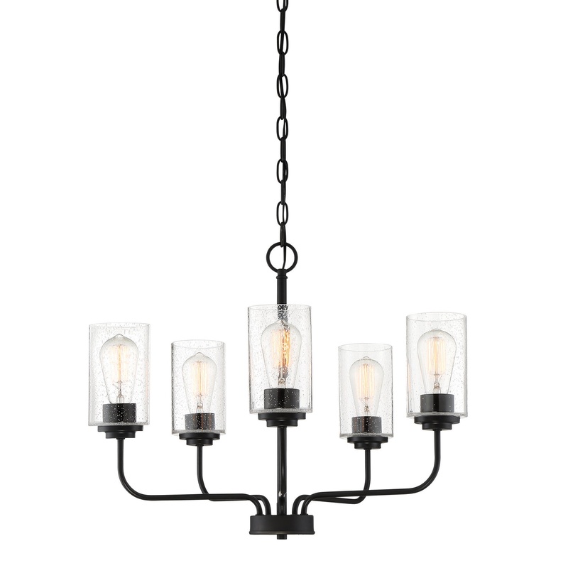 Logan Five Light Chandelier in Matte Black