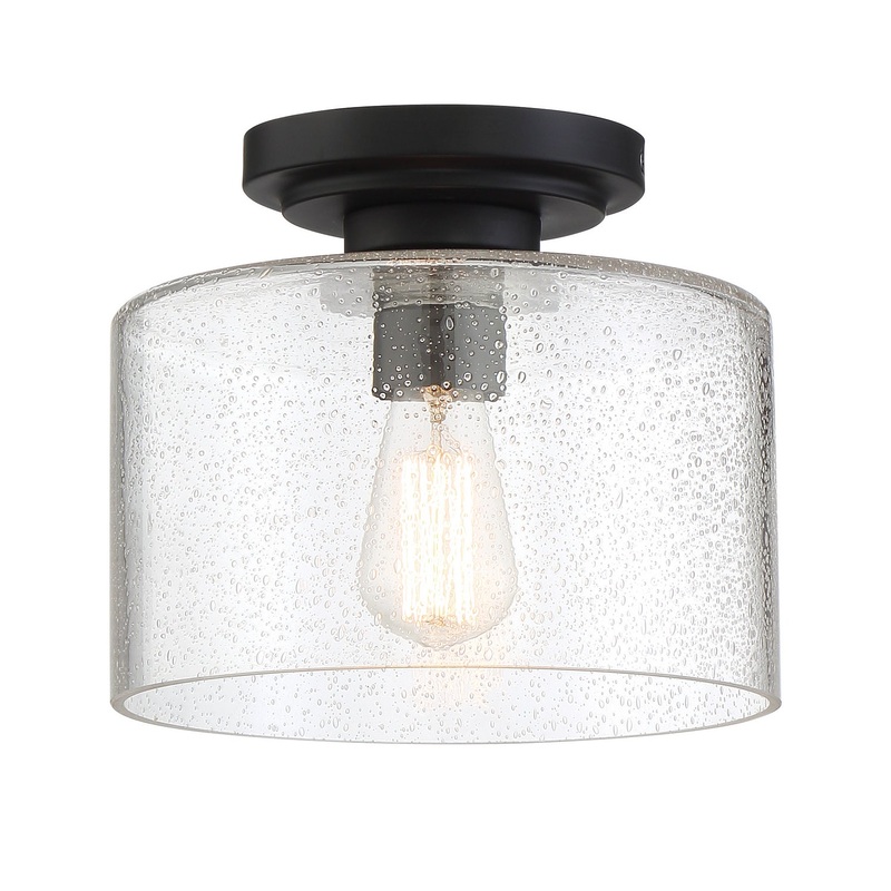 Logan One Light Semi-Flushmount in Matte Black