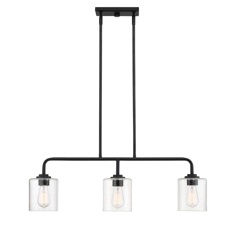 Logan Three Light Island Pendant in Matte Black