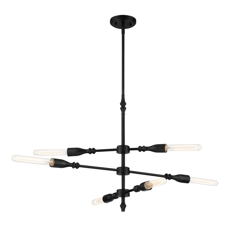 Louise Six Light Island Pendant in Matte Black