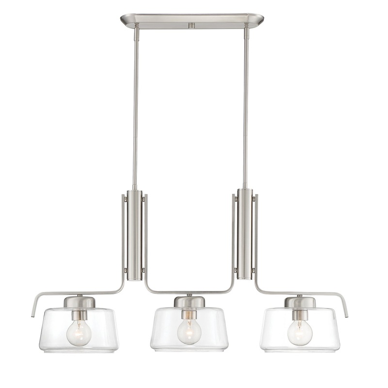 Riley Three Light Island Pendant in Satin Platinum