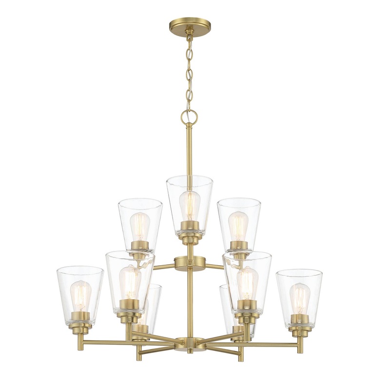 Westin Nine Light Chandelier in Brushed Gold