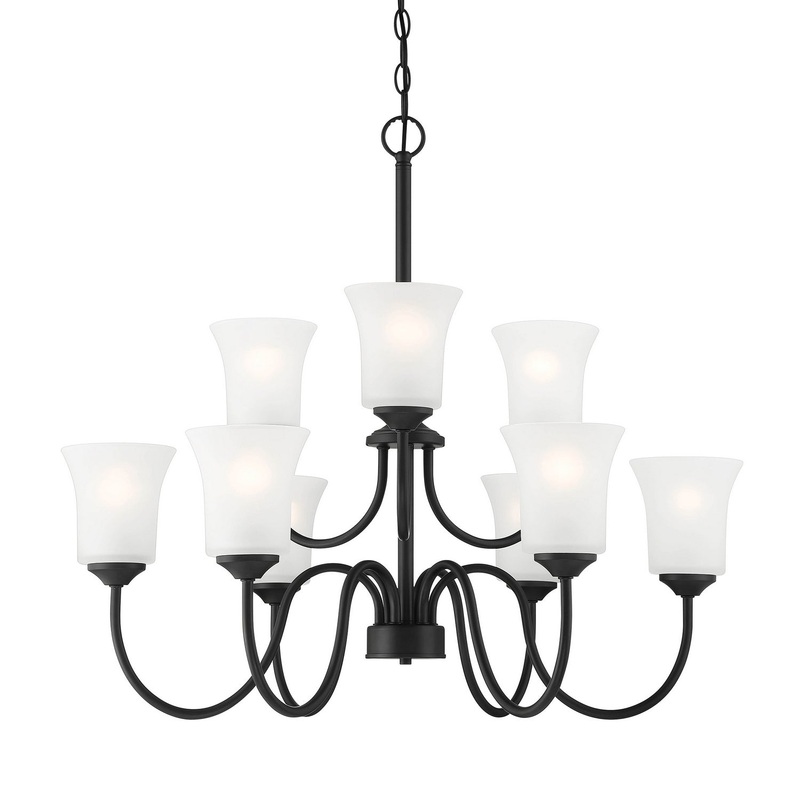Bronson Nine Light Chandelier in Matte Black