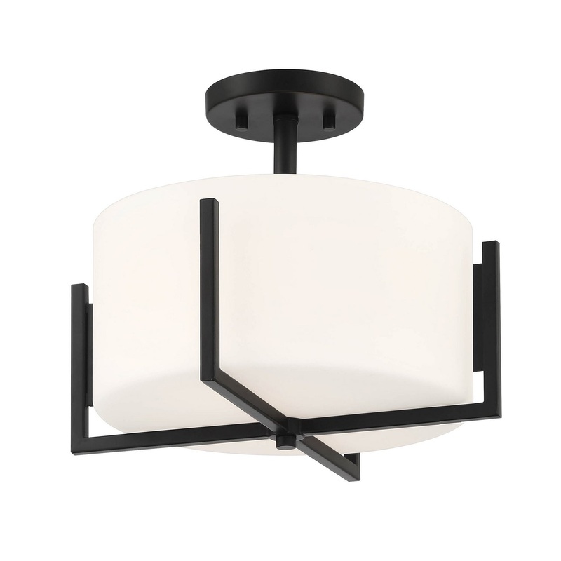 Cambria Two Light Semi-Flush Mount in Matte Black