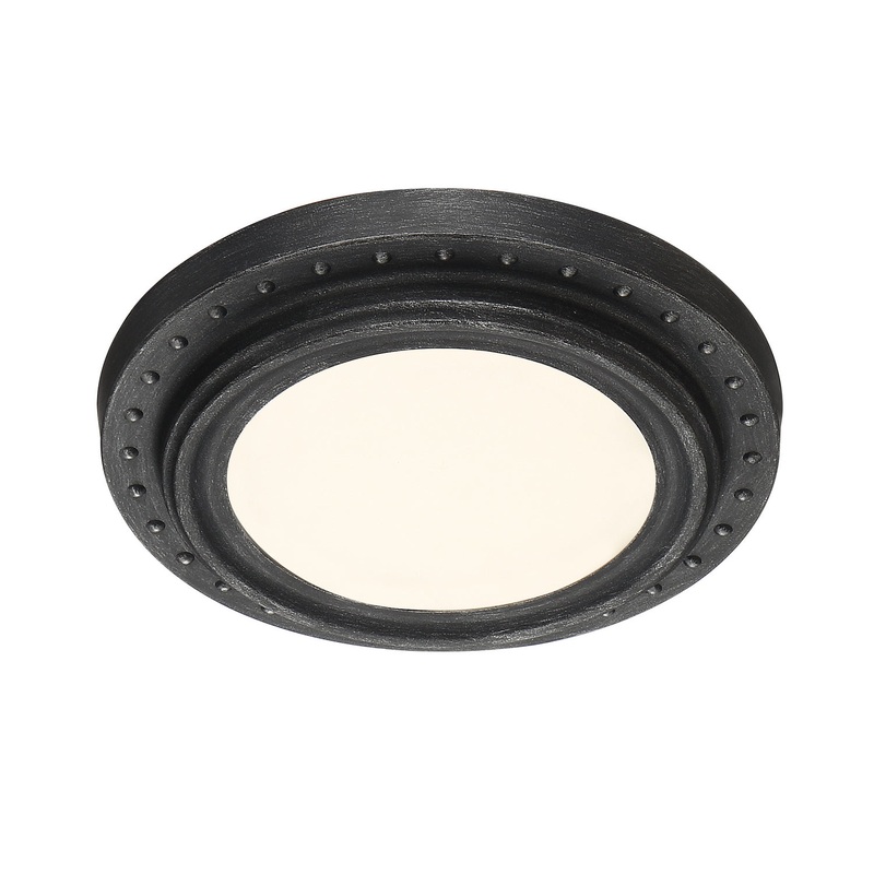 Deco Edge LED Flushmount in Weathered Pewter