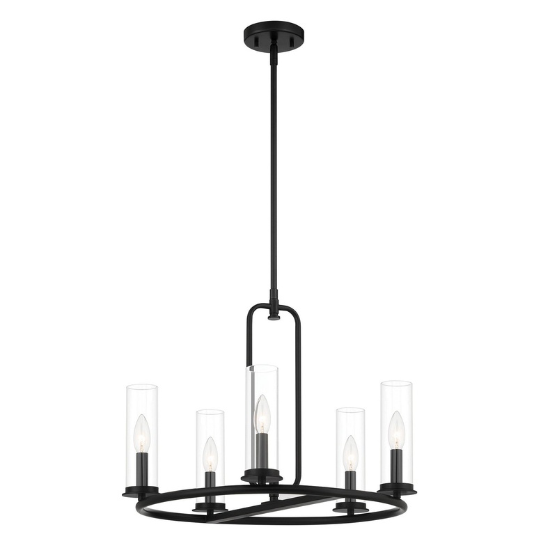 Hudson Heights Five Light Chandelier in Matte Black