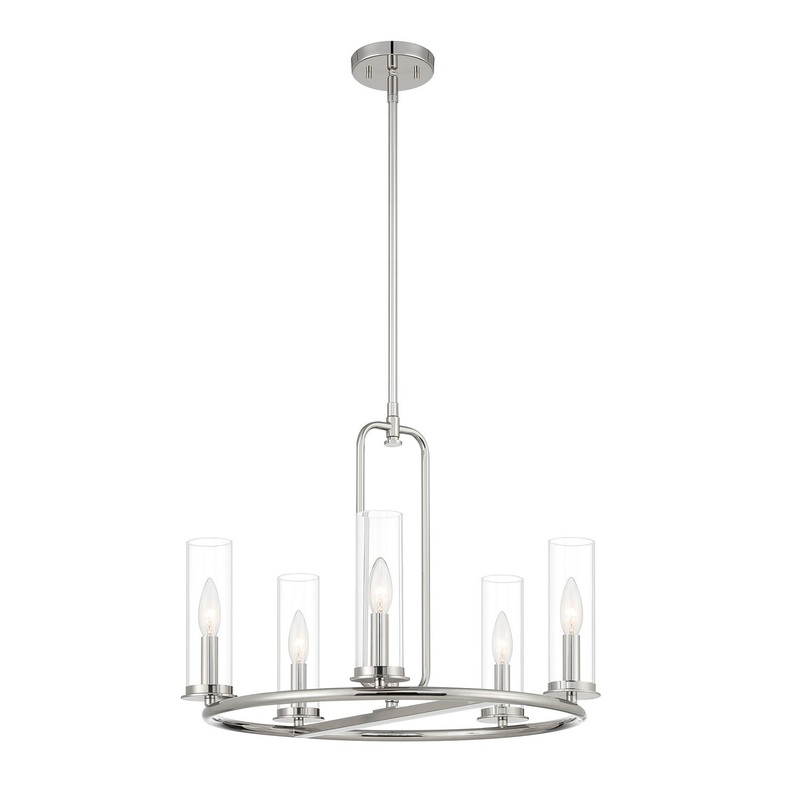 Hudson Heights Five Light Chandelier in Polished Nickel
