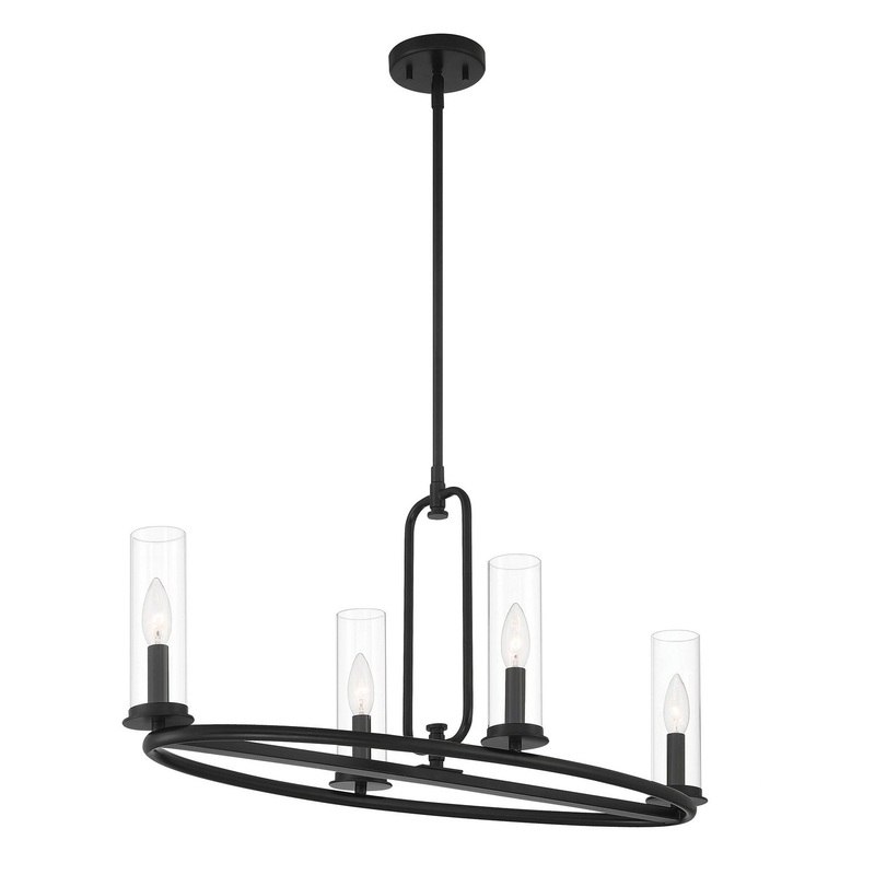 Hudson Heights Four Light Island Pendant in Matte Black