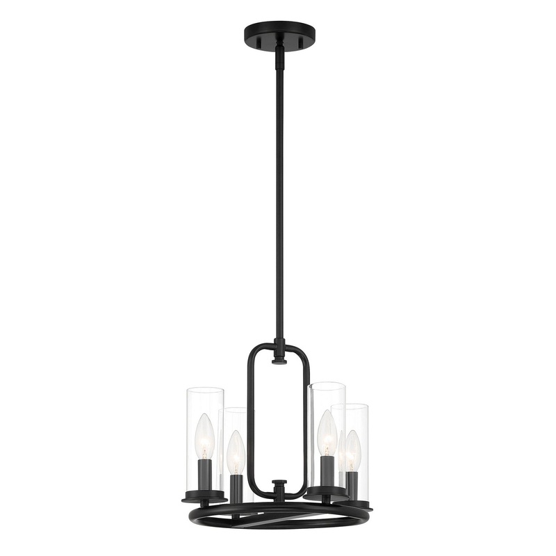 Hudson Heights Four Light Pendant Convertible in Matte Black