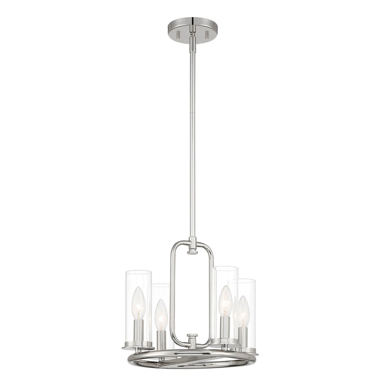 Hudson Heights Four Light Pendant Convertible in Polished Nickel