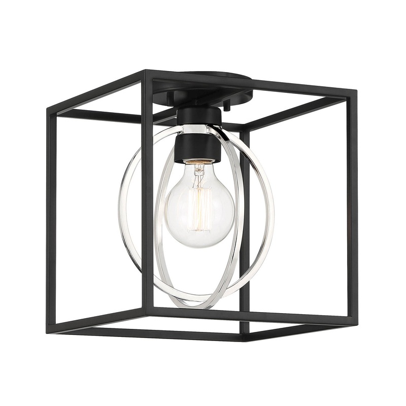 Kew Gardens One Light Semi Flush Mount in Matte Black