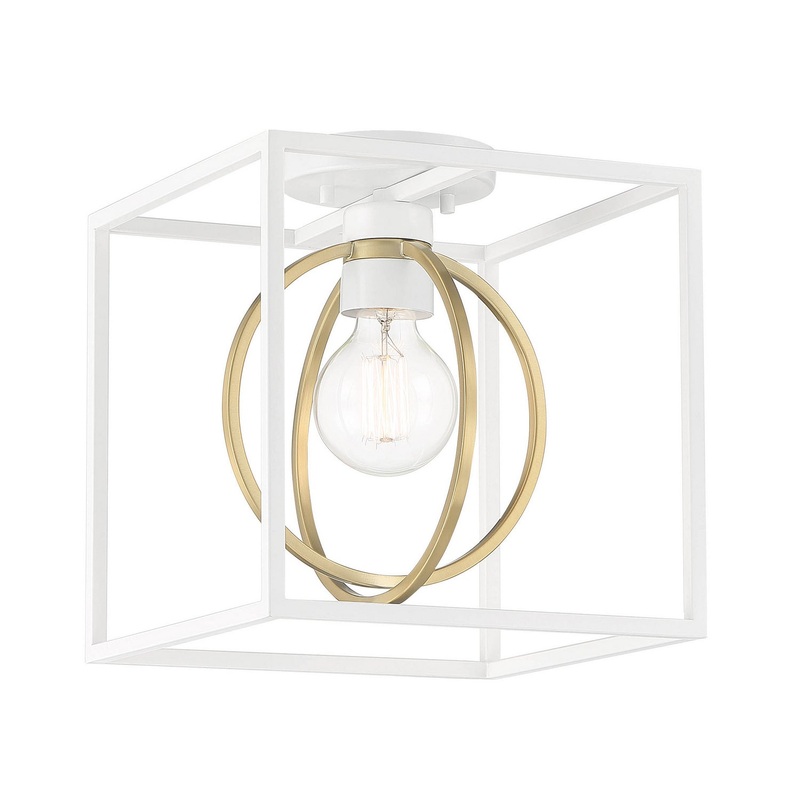 Kew Gardens One Light Semi Flush Mount in Matte White
